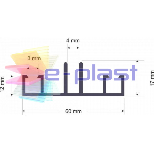 Profil aluminiowy dolny 6m Profil aluminiowy dolny 6m