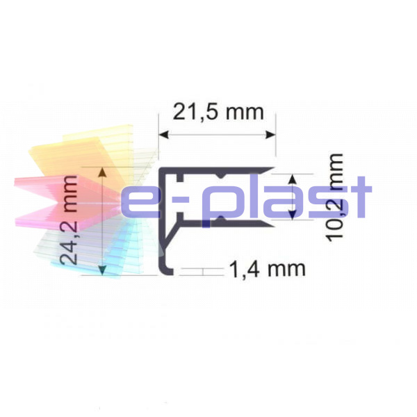 Profil zamykający aluminiowy F 10mm dł. 6mb Profil zamykający aluminiowy F 10mm dł. 6mb